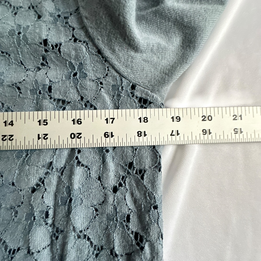 LOFT Blue Floral Lace Button-Up Sweater - Picture 7 of 12